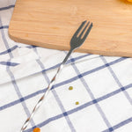 2 pezzi in acciaio inox con manico lungo, forchetta, cucchiaio, agitatore per ghiaccio, doppia testa, bastoncino per miscelare vino