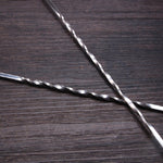 2 pezzi in acciaio inox con manico lungo, forchetta, cucchiaio, agitatore per ghiaccio, doppia testa, bastoncino per miscelare vino