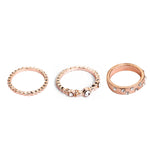 Set di 5 anelli eleganti di gioielli con strass in oro rosa da donna alla moda, 6, 7, 8, 9, 10