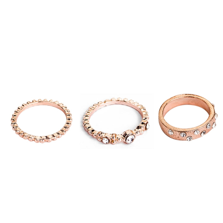 Set di 5 anelli eleganti di gioielli con strass in oro rosa da donna alla moda, 6, 7, 8, 9, 10