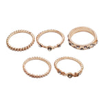 Set di 5 anelli eleganti di gioielli con strass in oro rosa da donna alla moda, 6, 7, 8, 9, 10