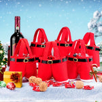 Decorazione del sacchetto regalo della bottiglia di caramelle dei pantaloni delle bretelle di Babbo Natale, Santa Claus Bottle Bag