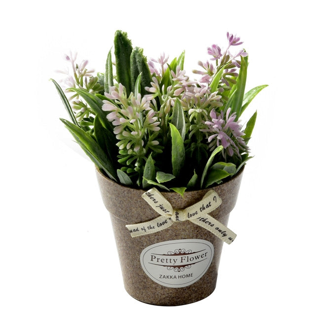 2 pezzi di fiori finti erba con fiori artificiali in vaso di plastica per la decorazione rustica della fattoria del giardino