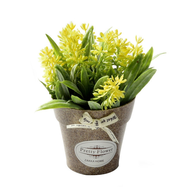 2 pezzi di fiori finti erba con fiori artificiali in vaso di plastica per la decorazione rustica della fattoria del giardino