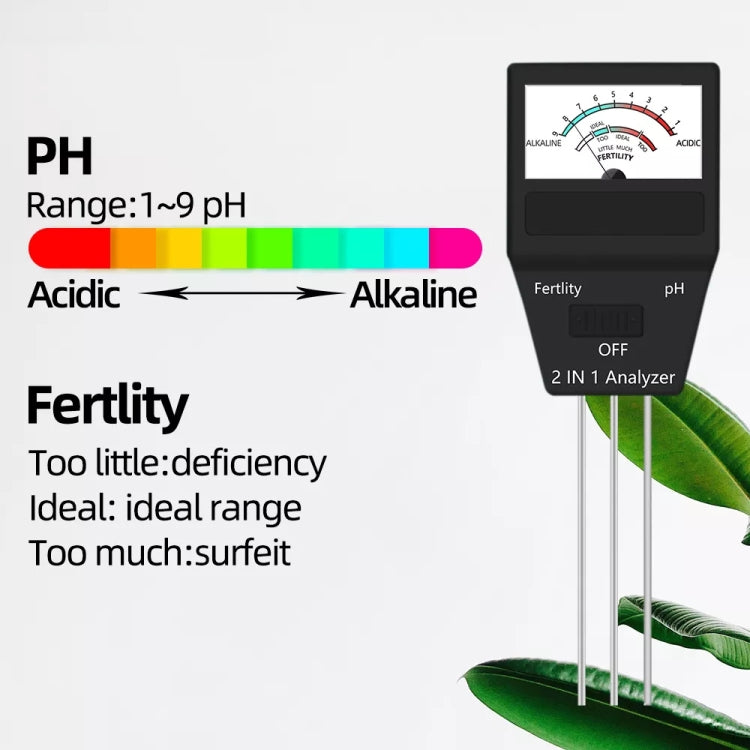 2 in 1 PH Soil Fertility Meter Gardening Tools with 3 Probes, 2 in 1