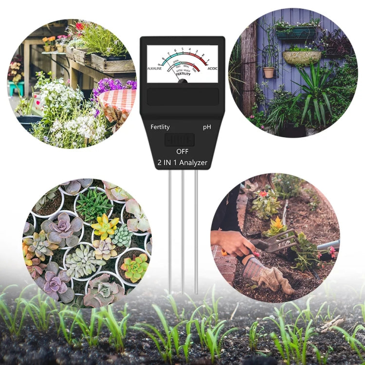 2 in 1 PH Soil Fertility Meter Gardening Tools with 3 Probes, 2 in 1