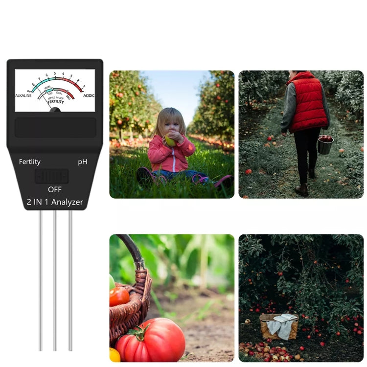 Strumenti da giardinaggio per misuratore di fertilità del terreno PH 2 in 1 con 3 sonde, 2 in 1