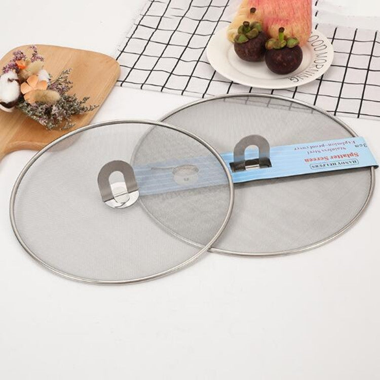 2 pezzi di copertura a prova di olio in acciaio inossidabile, copertura in rete a prova di spruzzi di olio fritto, vassoio per pizza, gadget da cucina, 33cm Oil Proof Cover