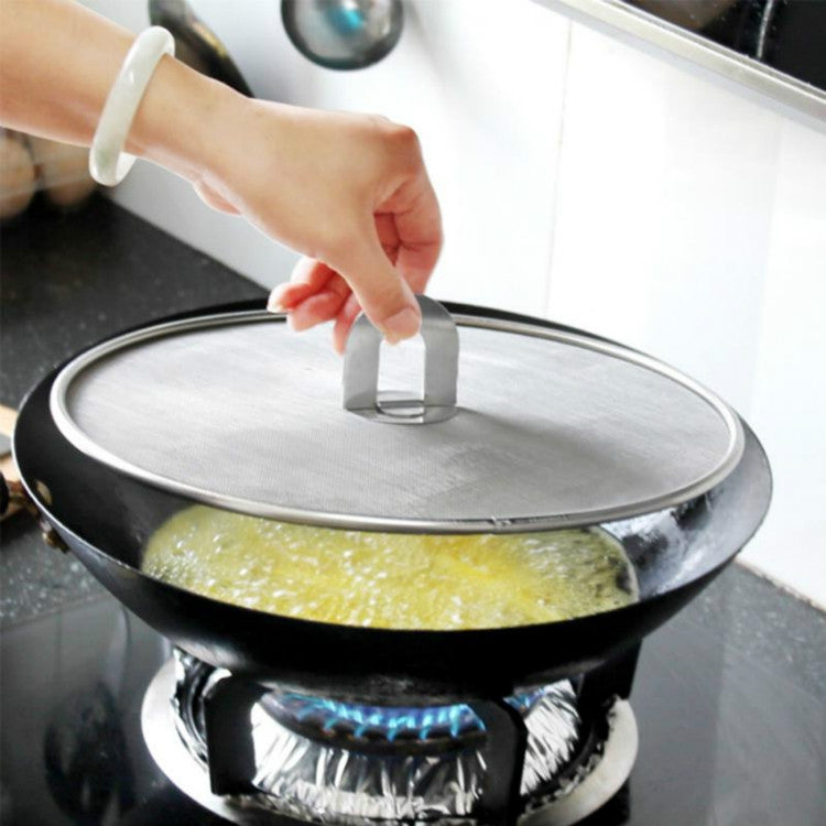 2 pezzi di copertura a prova di olio in acciaio inossidabile, copertura in rete a prova di spruzzi di olio fritto, vassoio per pizza, gadget da cucina, 33cm Oil Proof Cover