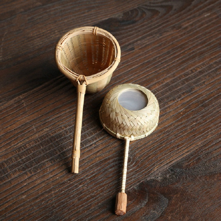 Gadget per colino da tè con filtro riutilizzabile in tessuto di bambù, Calabash Double Section Tea Leak, Calabash Single Section Tea Leak, Bamboo Root Tea Leak, Bamboo Pole Gauze Plum Tea Leak, Bamboo Pole Hole Tea Leak, Rattan Tea Drain with Handle   ...