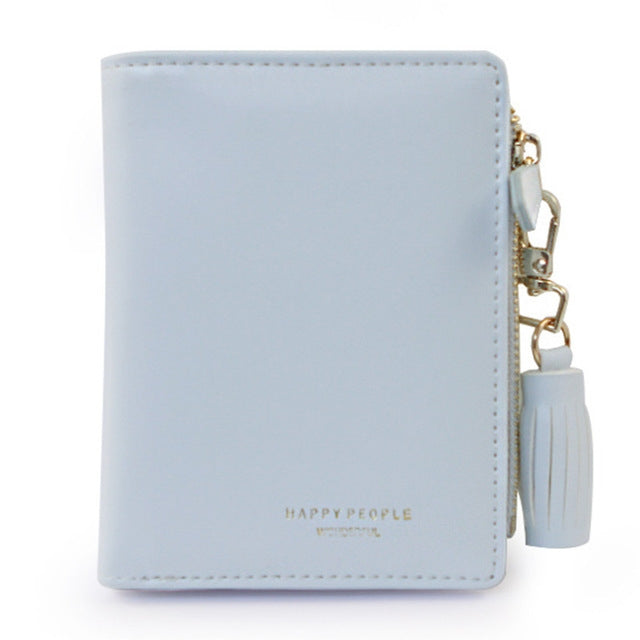 Portafoglio da donna con nappa bifold dal design breve Porta carte di credito corto in pelle PU