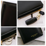 Portafoglio da donna con nappa bifold dal design breve Porta carte di credito corto in pelle PU