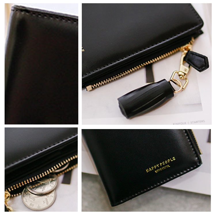 Portafoglio da donna con nappa bifold dal design breve Porta carte di credito corto in pelle PU
