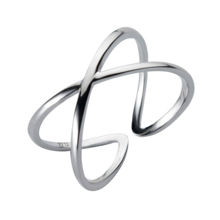 Gioielli ad anello aperto con croce semplice in argento sterling