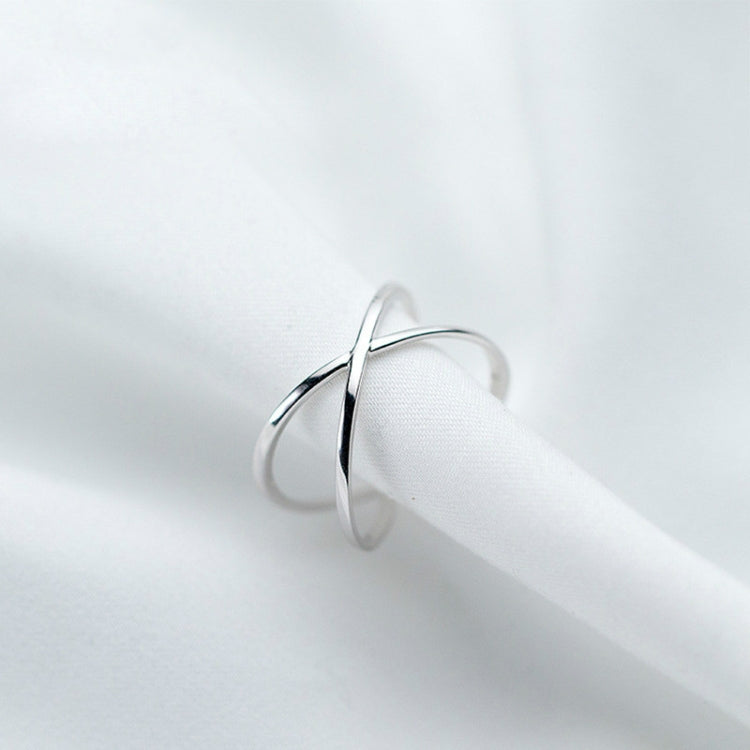 Gioielli ad anello aperto con croce semplice in argento sterling