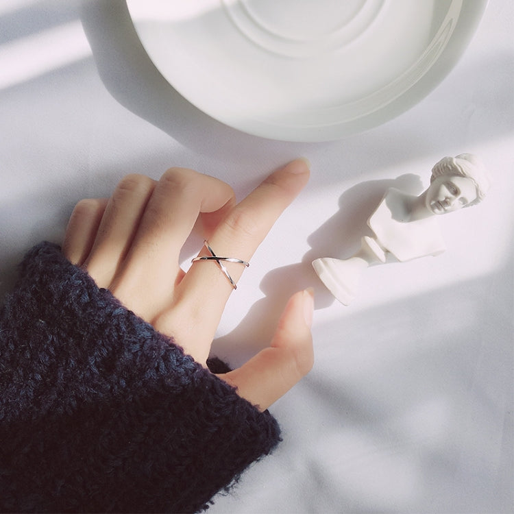Gioielli ad anello aperto con croce semplice in argento sterling