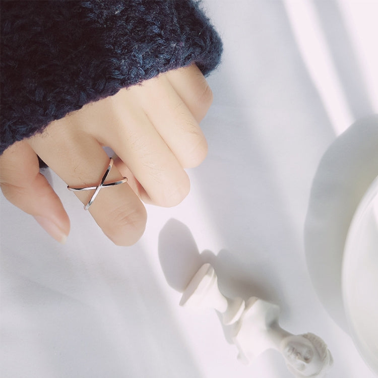 Gioielli ad anello aperto con croce semplice in argento sterling