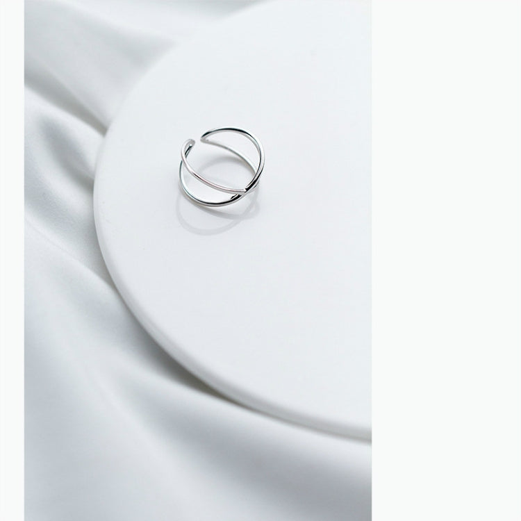 Gioielli ad anello aperto con croce semplice in argento sterling