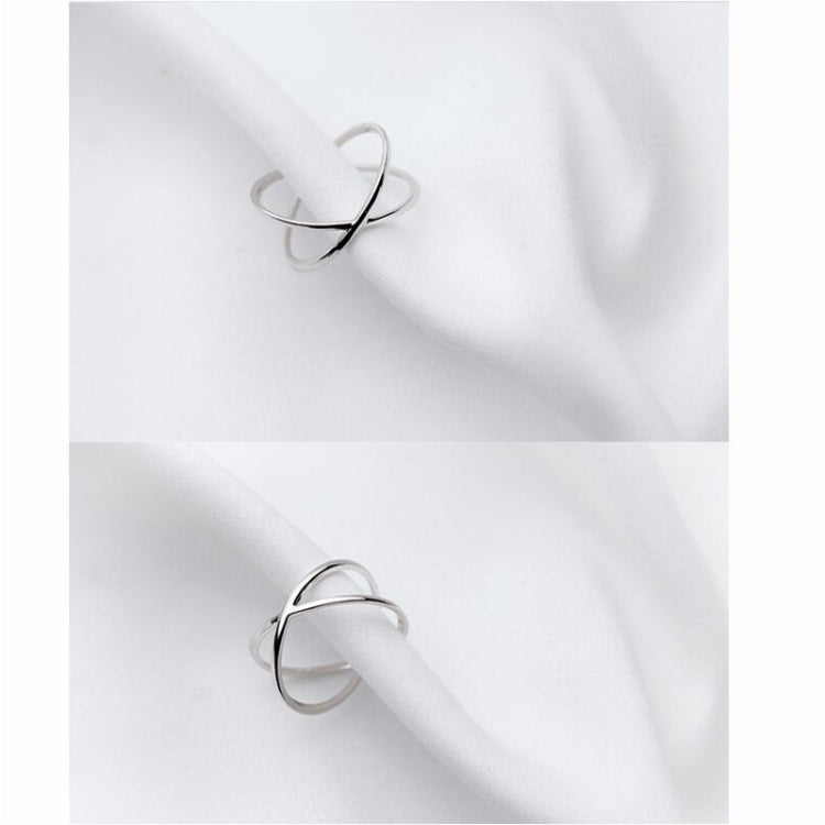 Gioielli ad anello aperto con croce semplice in argento sterling