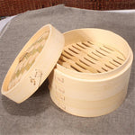 Xiaolongbao Vaporiera di bambù Cassetto per gabbia per gnocchi al vapore per uso domestico Cremagliera per cottura a vapore di bambù approfondita multistrato, 10cm Cover, 10cm Cage, 13cm Cover, 13cm Cage