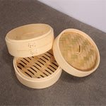Xiaolongbao Vaporiera di bambù Cassetto per gabbia per gnocchi al vapore per uso domestico Cremagliera per cottura a vapore di bambù approfondita multistrato, 10cm Cover, 10cm Cage, 13cm Cover, 13cm Cage