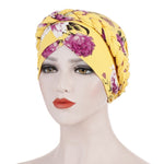 Cappello pullover corto da donna con turbante in seta spazzolata stampata da donna, 2 pezzi, One Size