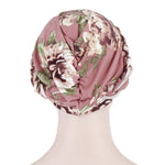 Cappello pullover corto da donna con turbante in seta spazzolata stampata da donna, 2 pezzi, One Size