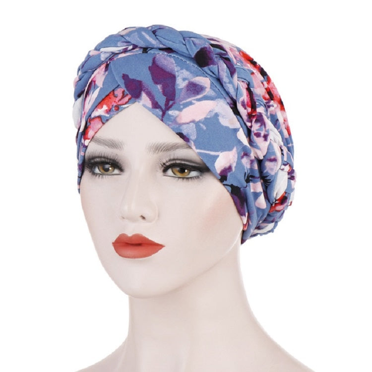 Cappello pullover corto da donna con turbante in seta spazzolata stampata da donna, 2 pezzi, One Size