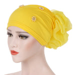 Cappello con cappuccio turbante con decorazione floreale posteriore per personalità da donna, M (56-58cm)