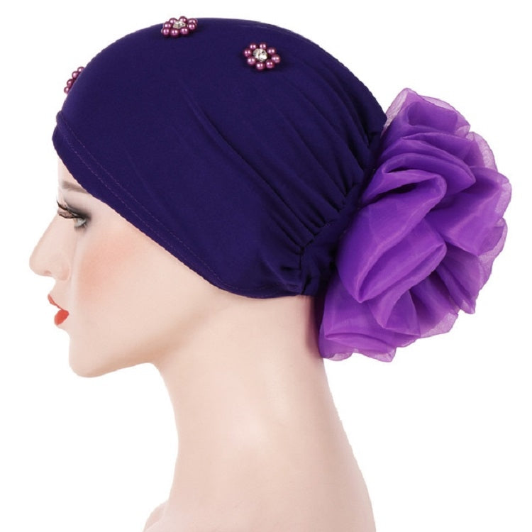 Cappello con cappuccio turbante con decorazione floreale posteriore per personalità da donna, M (56-58cm)