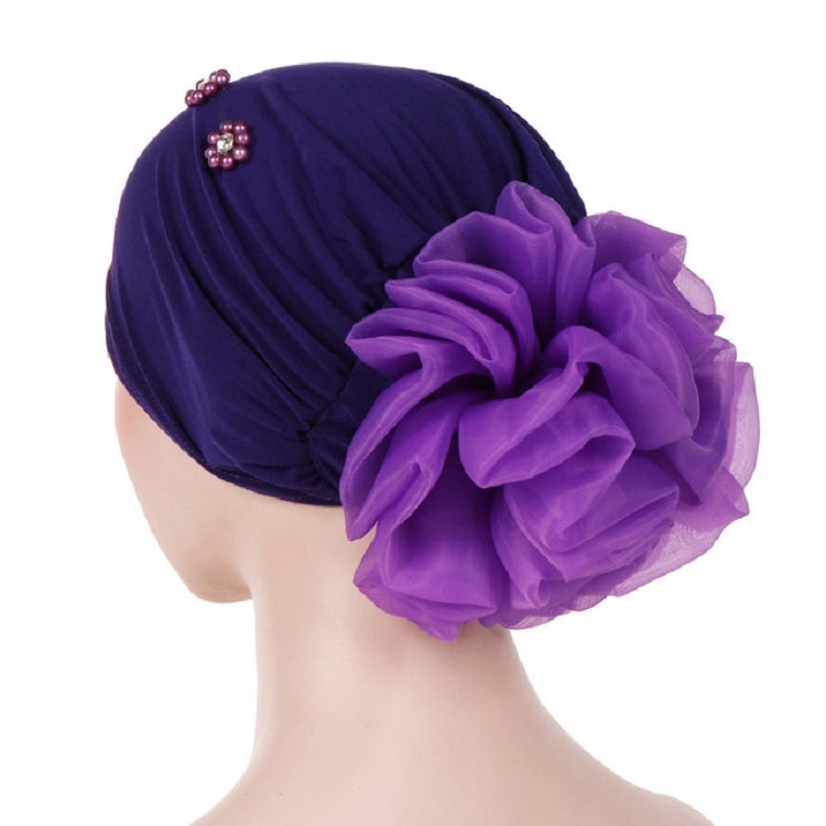 Cappello con cappuccio turbante con decorazione floreale posteriore per personalità da donna, M (56-58cm)
