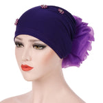 Cappello con cappuccio turbante con decorazione floreale posteriore per personalità da donna, M (56-58cm)