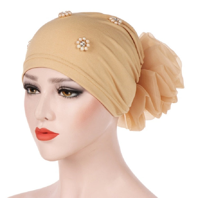 Cappello con cappuccio turbante con decorazione floreale posteriore per personalità da donna, M (56-58cm)