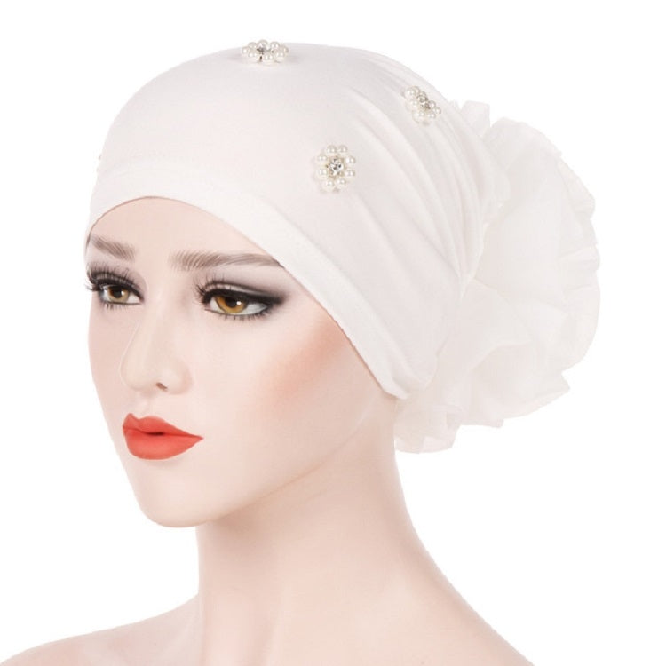 Cappello con cappuccio turbante con decorazione floreale posteriore per personalità da donna, M (56-58cm)