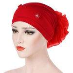 Cappello con cappuccio turbante con decorazione floreale posteriore per personalità da donna, M (56-58cm)