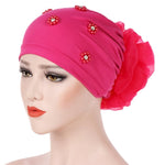 Cappello con cappuccio turbante con decorazione floreale posteriore per personalità da donna, M (56-58cm)