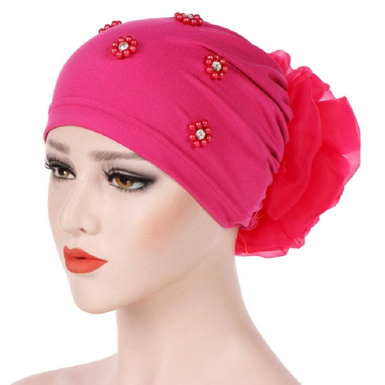 Cappello con cappuccio turbante con decorazione floreale posteriore per personalità da donna, M (56-58cm)