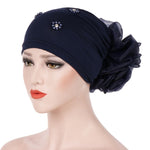 Cappello con cappuccio turbante con decorazione floreale posteriore per personalità da donna, M (56-58cm)