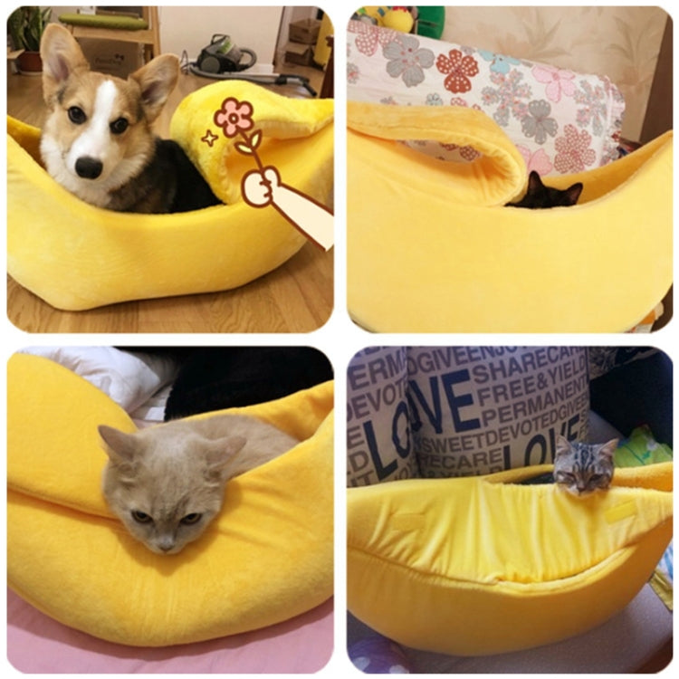 Lettiera per gatti a forma di banana con cuccia creativa, nido per animali domestici caldo invernale, S, M, L, XL