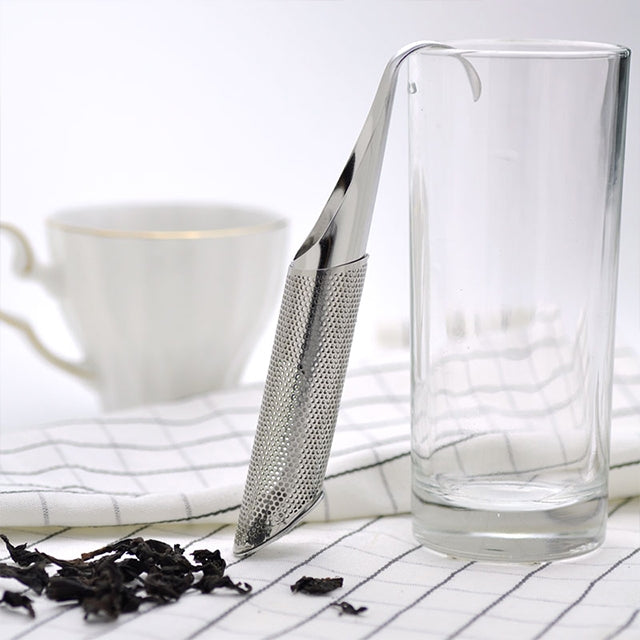 2 pezzi in acciaio inossidabile colino da tè incredibile infusore per tè design del tubo tocco sentirsi bene strumento supporto cucchiaio da tè infusore filtro, Pipe Shape