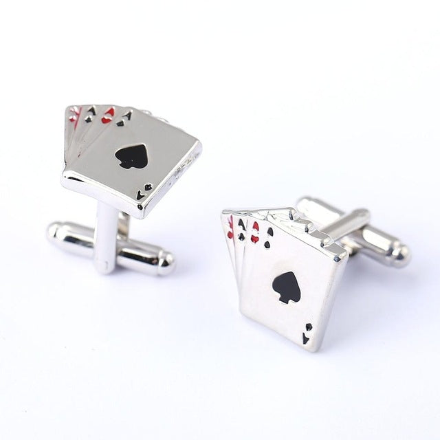 Gemelli poker 4A Gemelli maschili per camicia francese Gemelli Cards Design Moda per uomo