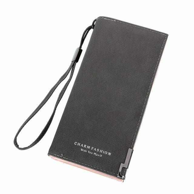 Portamonete con pochette in pelle PU retrò con cerniera lunga opaca da donna alla moda