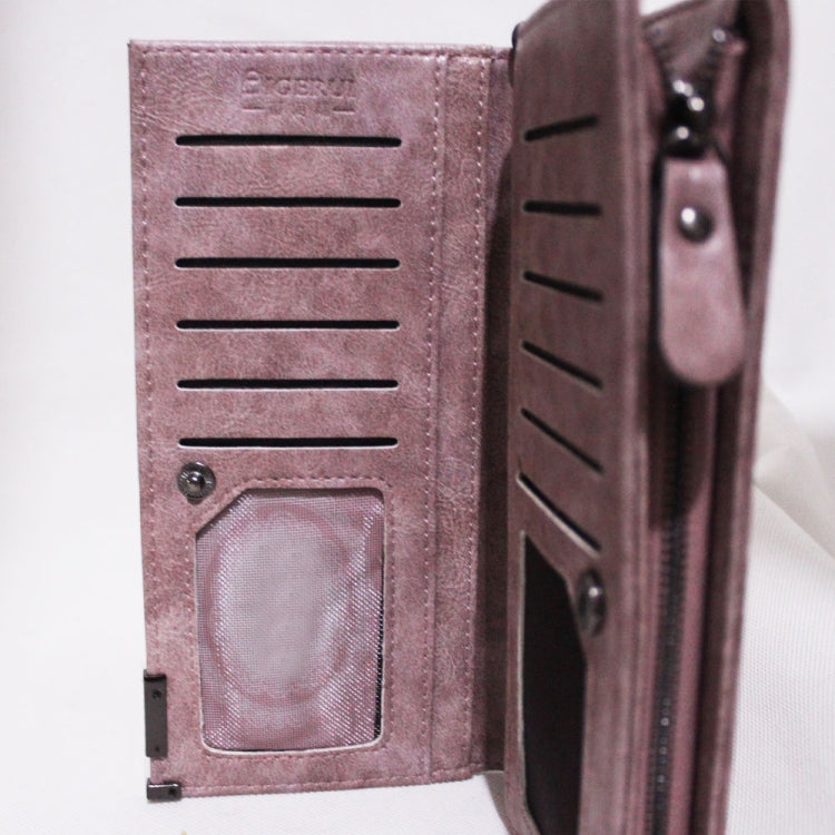 Portamonete con pochette in pelle PU retrò con cerniera lunga opaca da donna alla moda