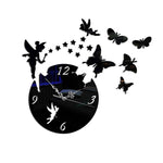 Orologio da parete con specchio decorativo per camera da letto, soggiorno, stereo in acrilico 3D con farfalla stella