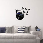 Orologio da parete con specchio decorativo per camera da letto, soggiorno, stereo in acrilico 3D con farfalla stella