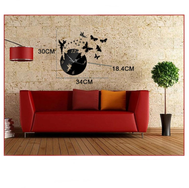 Orologio da parete con specchio decorativo per camera da letto, soggiorno, stereo in acrilico 3D con farfalla stella