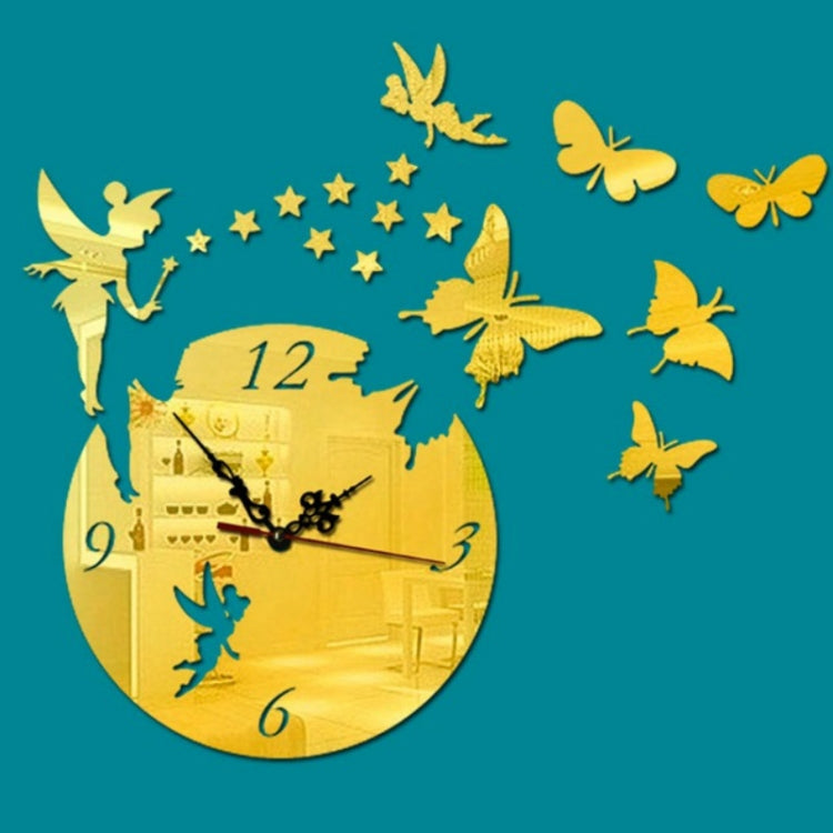 Orologio da parete con specchio decorativo per camera da letto, soggiorno, stereo in acrilico 3D con farfalla stella