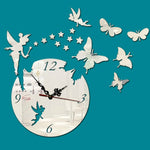 Orologio da parete con specchio decorativo per camera da letto, soggiorno, stereo in acrilico 3D con farfalla stella