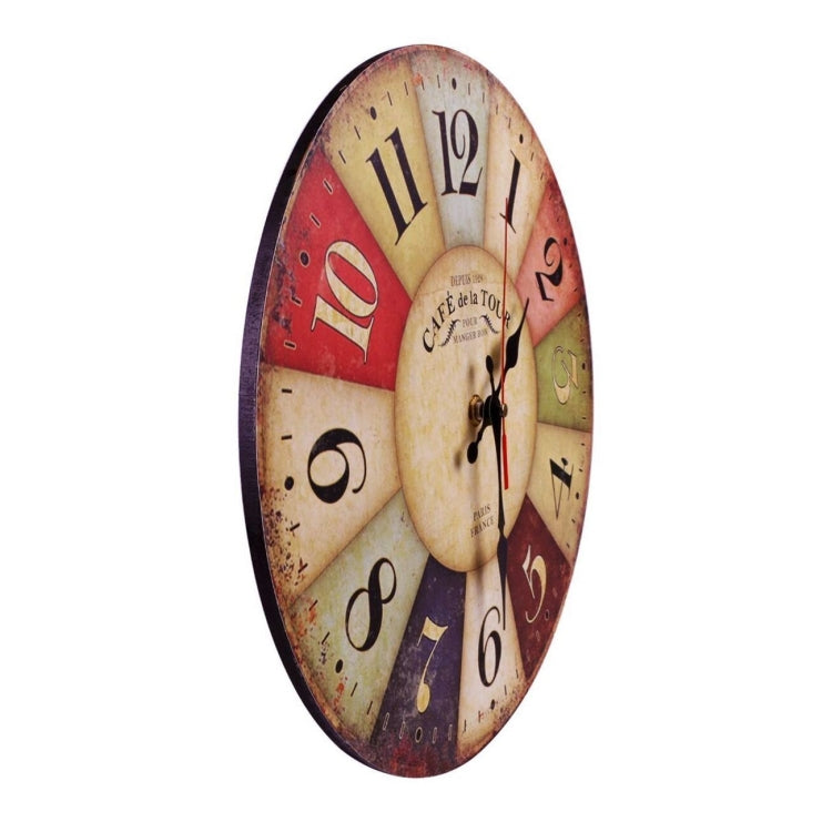 Orologio da parete vintage in legno MDF da 2 pezzi, orologio da parete al quarzo muto