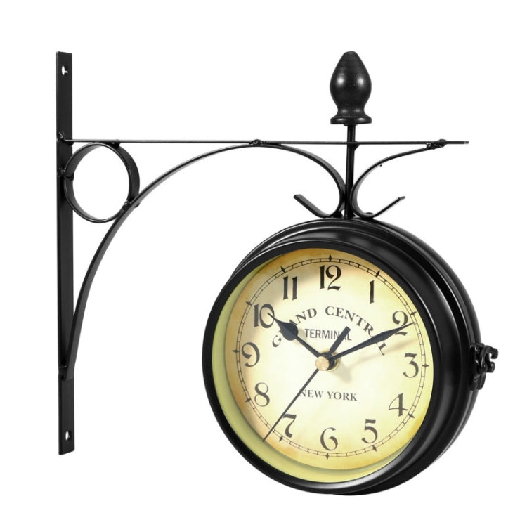 Orologio da parete in ferro battuto decorativo vintage bifacciale, Black, White